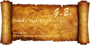 Gubányi Erik névjegykártya
